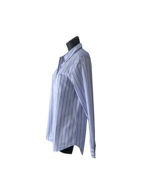 Equipment Femme 100% Cotton Blue & White Striped Button Down Shirt Size S